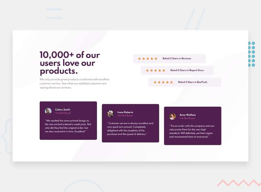 Social proof section